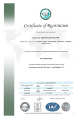 ISO 22000-2018 Certificate
